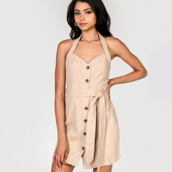 Lost + Wander Dresses & Skirts - SOLD Lost + Wander Sun Tan Striped Tan Mini Dress Size XS
